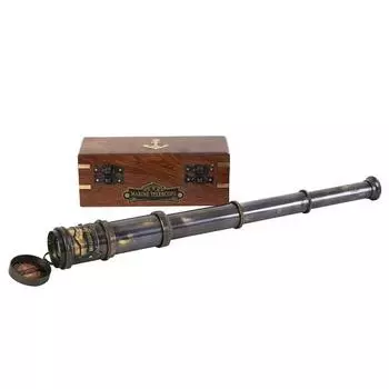 Винтажный морской портативный латунный телескоп с деревянной коробкой Морской капитан-подзорная труба