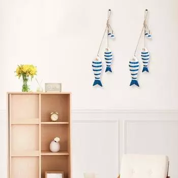 Винтажный морской рыбный подвесной орнамент деревенский пляжный настенный орнамент для домашнего кафе магазина красный