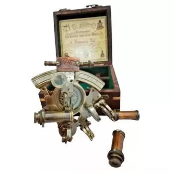 Винтажный морской секстант из латуни 4 дюйма с деревянной коробкой Marine