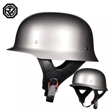 Винтажный мотоциклетный круизерский шлем, полулицевой немецкий шлем, мотоциклетный шлем, яркий черный, автомобильный стиль DOT XL