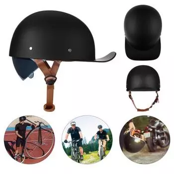 Винтажный мотоциклетный шлем для езды на велосипеде, катания на роликах, бейсболка с открытым лицом, легкий шлем для мужчин и женщин, велосипедный скутер, полушлем L чёрный