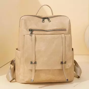 Винтажный мягкий кожаный рюкзак женский большой емкости дорожный рюкзак школьный рюкзак для школьников чёрный