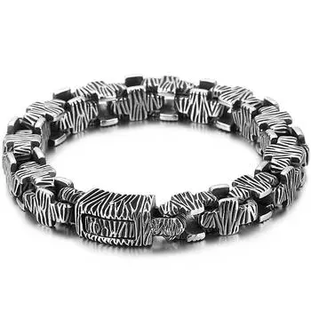 Винтажный мужской браслет с крестом шириной 10 мм из нержавеющей стали, панк, звеньевая цепь, готическая уличная одежда, панк-ювелирное украшение, аксессуар для мужчин, подарок 22.5CM серебряный