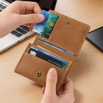 Винтажный мужской кошелек для кредитных карт Crazy Horse из натуральной воловьей кожи, тонкий, для удостоверения личности, VIP-карт, сумки, маленький кофейный