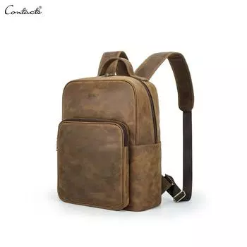 Винтажный мужской рюкзак из натуральной кожи Crazy Horse, кожаный большой вместительный школьный рюкзак для ноутбука