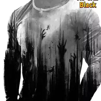 Винтажный мужской топ с властным принтом и круглым вырезом с длинными рукавами на осень и зиму XS-8XL 5XL