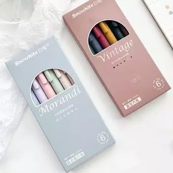 Винтажный набор цветных гелевых ручек Morandi, 6 шт., вращающийся тип, шариковая ручка 0,5 мм для письма, дневника, офиса, школы