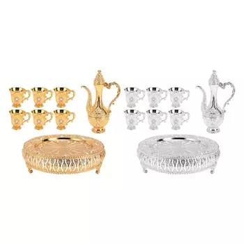 Винтажный набор винных горшков, европейский ретро-кофейник, набор подносов, декоративный цинковый сплав, изысканная резьба по винам Gold