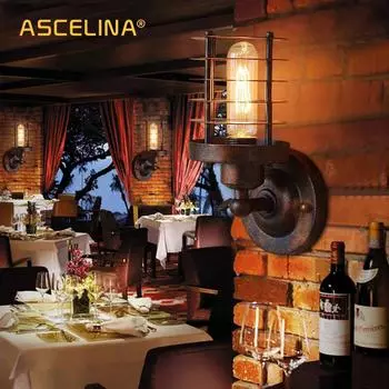 Винтажный настенный светильник, промышленный ржавый настенный светильник, абажур из металлической клетки, настенный светильник, регулировка угла наклона для входного прохода 1 Piece