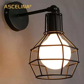 Винтажный настенный светильник, промышленный железный настенный светильник E27, ретро-креативный настенный светильник для кафе, бара, спальни, винтажный светильник для домашнего декора No Bulb