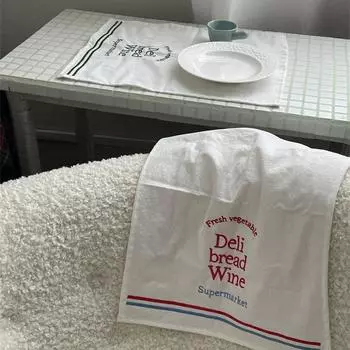 Винтажный настольный коврик с английскими буквами, хлопок, 35*44 см, вышитые салфетки, удобная нежная скатерть для украшения стола зелёный