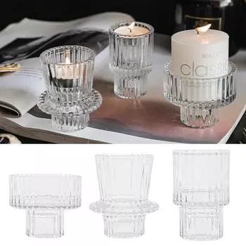 Винтажный настольный подсвечник, янтарный, розовый, прозрачный стеклянный подсвечник, европейские подсвечники