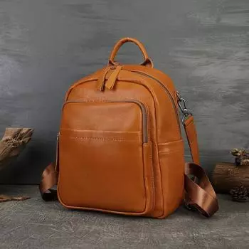 Винтажный натуральная кожа наплечный верхний слой коровьей кожи изысканный высококачественный чувствительный мешок большой вместимости дорожный рюкзак коричневый