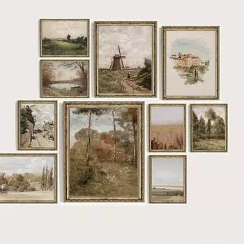 Винтажный нейтральный галерейный настенный художественный европейский пейзаж с горным озером, постер и принт, скандинавский холст, картина для гостиной, домашний декор 21x30cm No Frame