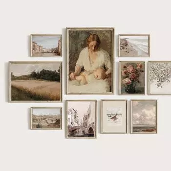 Винтажный нейтральный настенный художественный постер и принты, парусная лодка, акварель, холст, картина, дом у озера, ретро-украшение, картина для домашнего искусства 21x30cm No Frame