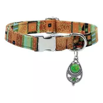 Винтажный ошейник для питомца Бохо Регулируемый нейлоновый ошейник для собаки с подвеской-бусиной для маленьких, средних и крупных собак, кошек S