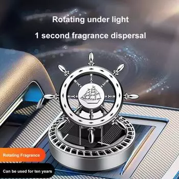 Винтажный освежитель воздуха для автомобиля на солнечной энергии, вращающийся длинный руль, стойкий аромат, очищающий авто чёрный