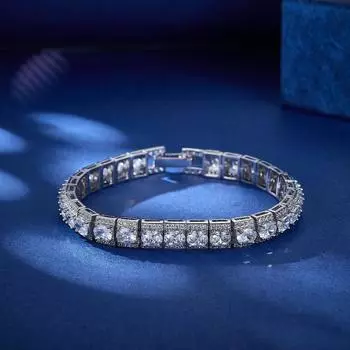 Винтажный геометрический браслет из белого циркония и серебра, модные ювелирные изделия, браслеты на заказ белый