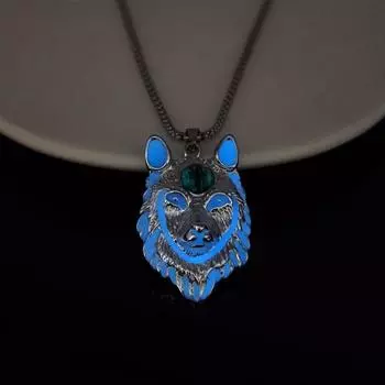 Винтажный панк тотем волка светящийся кулон голова волка тренд викингов мужское животное светящееся ожерелье