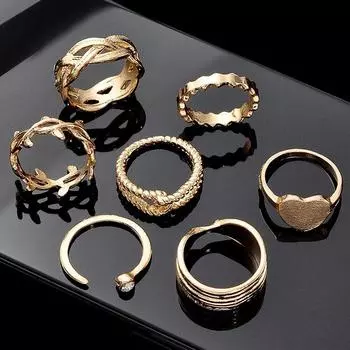 Винтажный панк-золотой геометрический ажурный широкий комплект колец для женщин винтажный бабочка круг суставное кольцо кольца ювелирные изделия