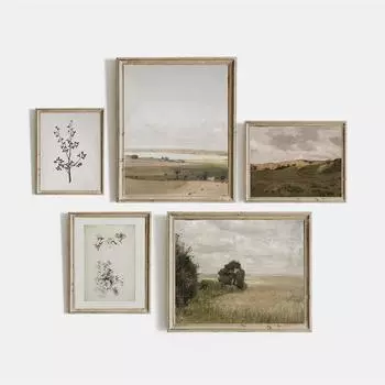 Винтажный пейзаж, масло, настенный художественный постер и принты, луга, пейзаж, холст, картина для гостиной, скандинавские настенные панно, декор 21x30cm No Frame