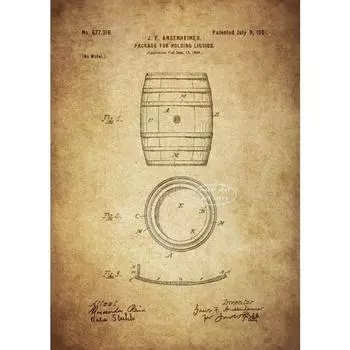 Винтажный пивной бочонок, охладитель для бутылок, алкогольные патентные постеры, холст, ретро настенное искусство для паба, пивоварни, комнаты, домашнего декора 21cm30cm NoFrame