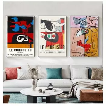 Винтажный плакат Autrement Que Sur Terre, принты, современный абстрактный холст, картина середины века, декор, французская выставка Ле Корбюзье 21cm30cm NoFrame