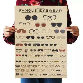 Винтажный плакат, коллекция очков, бумага, ретро HD фото, старая наклейка на стену 1PCS