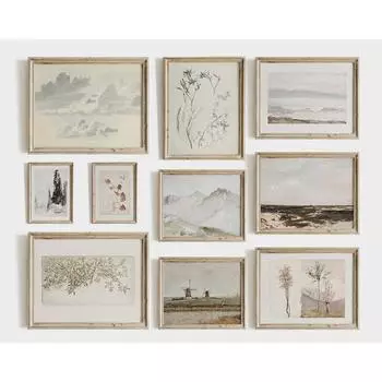 Винтажный плакат нейтральных тонов, акварельные зарисовки, художественный принт, французский деревенский холст, картина маслом, настенная картина для гостиной, домашний декор 21x30cm No Framed