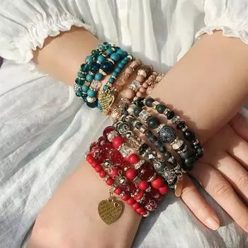 Винтажный пляжный браслет, многослойный аксессуар, тонкая работа 8