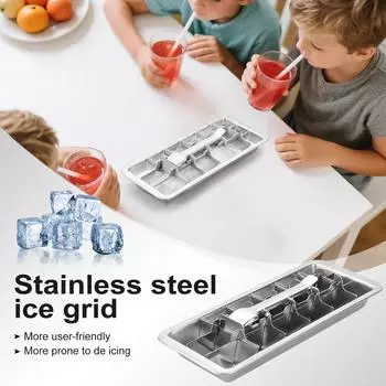 Винтажный поднос для льда, 18/8 нержавеющая сталь, поднос для льда на 18 ячеек, ручка для легкого извлечения, 11 дюймов, дизайн для баров и кухонь, рычаги для извлечения, можно мыть в посудомоечной машине One Size