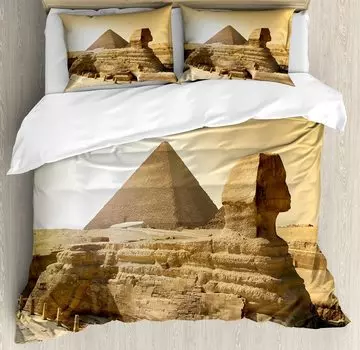 Винтажный пододеяльник с изображением египетских пирамид, знаменитых достопримечательностей, чудес всемирного наследия, декоративный принт из 3 предметов для декора комнаты 70x133cm 2pcs