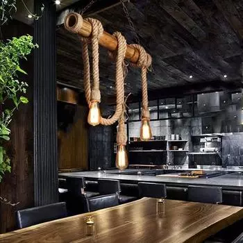 Винтажный подвесной светильник из пеньковой веревки LED E27 Base Loft Creative Personality Industrial Chandelier для ресторана, кофейни, освещения