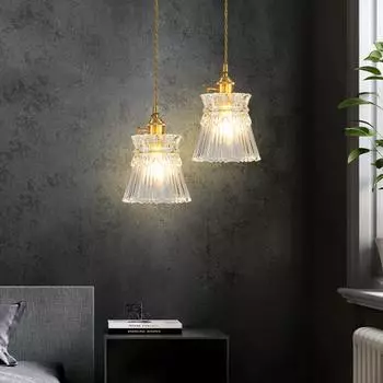 Винтажный подвесной светильник Noridc Ripples Glass для спальни, столовой, кухни, ретро-подвесные светильники, внутренний декор, подвесной светильник с выключателем