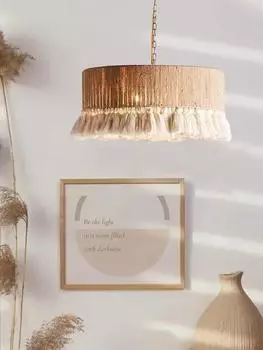 Винтажный подвесной светильник с кисточками из пеньковой веревки, креативный подвесной светильник в стиле бохо с бахромой для офиса, спальни, гостиной, отеля, дизайнерская лампа