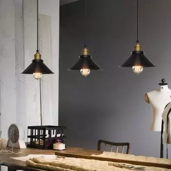 Винтажный подвесной светильник, украшение, винтажный промышленный ретро-подвесной светильник E27, абажур для кухни, столовой, спальни, домашнего освещения чёрный