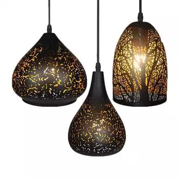 Винтажный подвесной светильник в скандинавском стиле пористый лофт E27 светодиодный абажур с железным травлением, лампа для бара, ресторана, креативный стиль, подвесной светильник с ржавчиной A