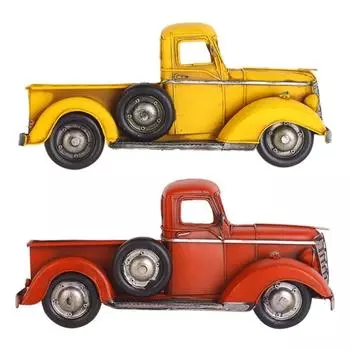 Винтажный полугрузовик фермерский дом украшения старый металлический пикап модель автомобиля настенные украшения домашний декор красный желтый X3UC жёлтый