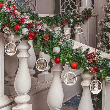 Винтажный полый деревянный рождественский кулон, украшение для рождественской елки, украшение в виде оленей, подвесной подарок, рождественская вечеринка, праздник, домашний декор