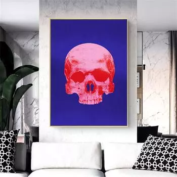 Винтажный поп-стиль Энди Уорхола Череп Картина Настенная печать Холст Плакат Искусство Розовый Череп Картина для гостиной Домашний декор Cuadros 21x30cm No Framed