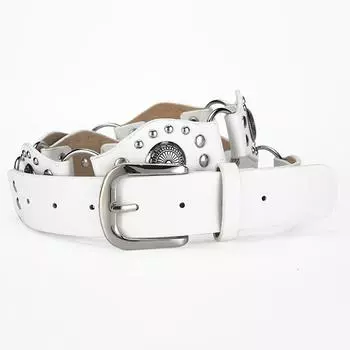 Винтажный пояс в стиле вестерн, женский персонализированный пояс с металлическим креплением, газовый глаз, аксессуары для девушек со специальным креплением length 110 width 3.5 белый