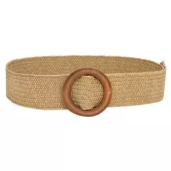 Винтажный поясной ремень с круглой деревянной гладкой пряжкой, широкий соломенный ремень с искусственной пряжкой