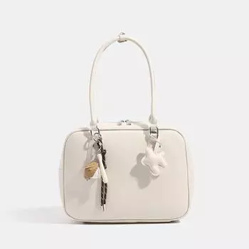 Винтажный портфель, женская сумка большой вместимости, осенне-зимняя, подмышечная сумка, универсальная, большой вместимости, сумка для поездок на работу белый