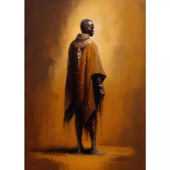 Винтажный постер «Африканские племена» Чернокожий мужчина с оружием Холст Живопись Настенные принты Картина Гостиная Домашний декор Cuadros 21cm30cm NoFrame