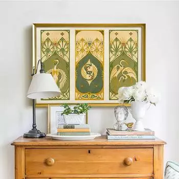 Винтажный постер античный зеленый холст с принтом дикой природы 21cm30cm NoFrame