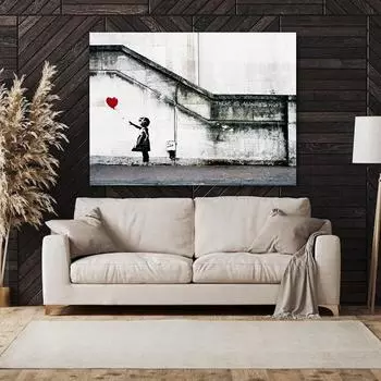 Винтажный постер Banksy с красным воздушным шаром и девушкой на холсте, настенное искусство, HD-картина, картины для гостиной, домашний декор, безрамные подарки 21x30cm No Framed