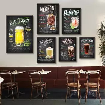 Винтажный постер для алкогольных напитков, виски, кислый вкус, негропорт, картина, холст, живопись, кухня 21cm30cm NoFrame