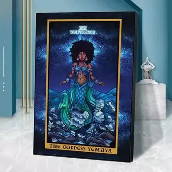 Винтажный постер игры Таро, богиня Геката на Луне, художественная картина на холсте Кали, свирепая Таро, украшение для гостиной, дома, без рамки 21*30cm