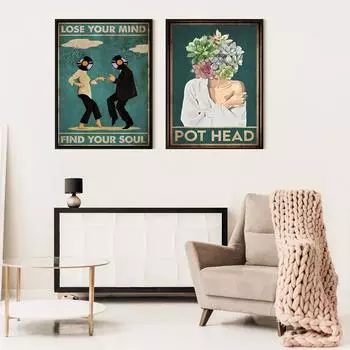 Винтажный постер из криминального чтива, художественный принт, садовый цветочный горшок, голова, холст, картина, фильм, крутые настенные художественные фотографии для декора гостиной 21*30cm