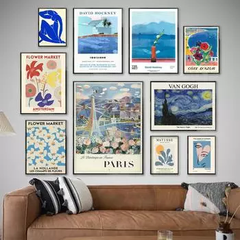 Винтажный постер Матисса в стиле ретро, Ван Гог, цветочный рынок, Париж, скандинавские декоративные картины, холст, настенные художественные фотографии, декор для гостиной 21x30cm No Framed